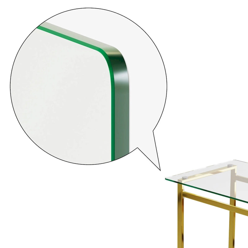 Table de salle à manger en verre trempé avec pieds en métal