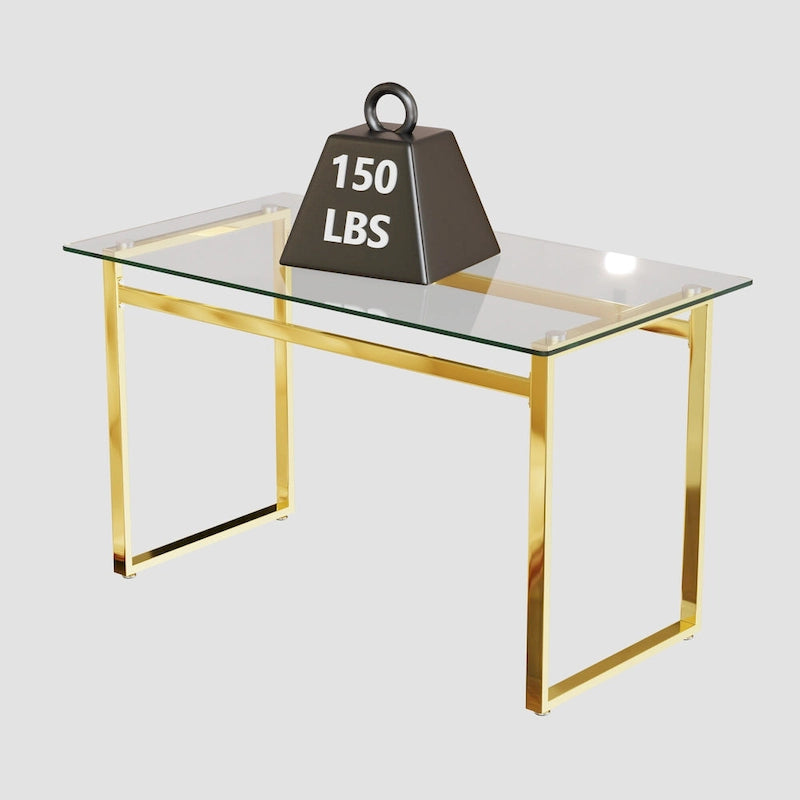 Table de salle à manger en verre trempé avec pieds en métal