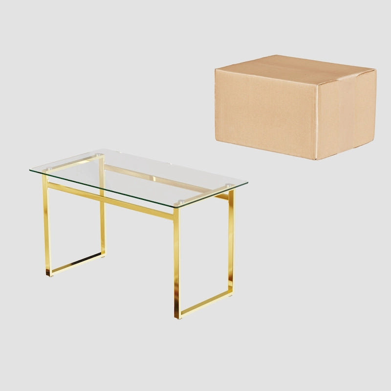 Table de salle à manger en verre trempé avec pieds en métal