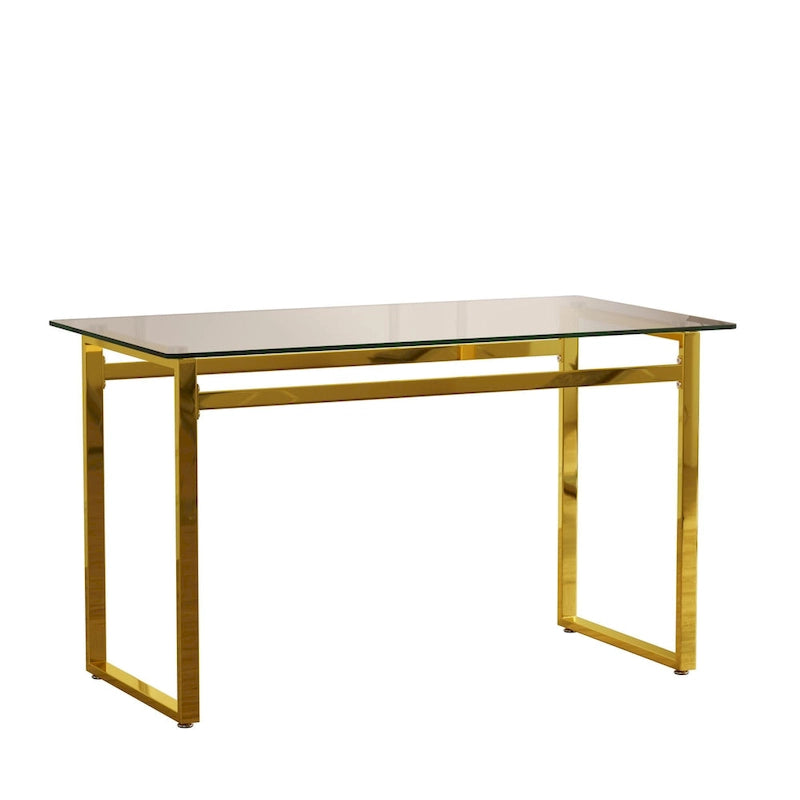 Table de salle à manger en verre trempé avec pieds en métal