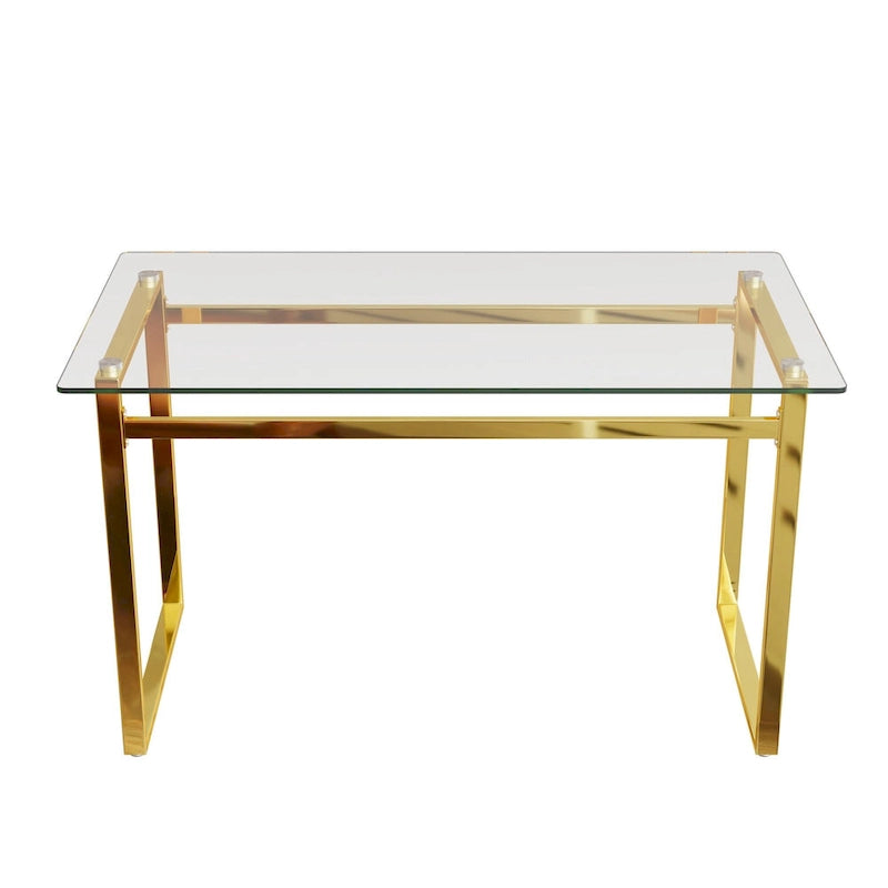 Table de salle à manger en verre trempé avec pieds en métal