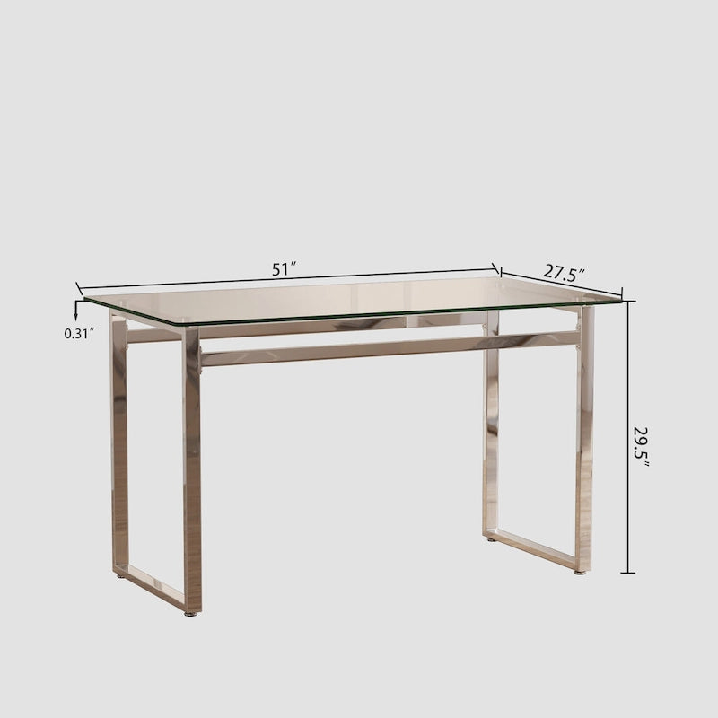 Table de salle à manger en verre trempé avec pieds en métal