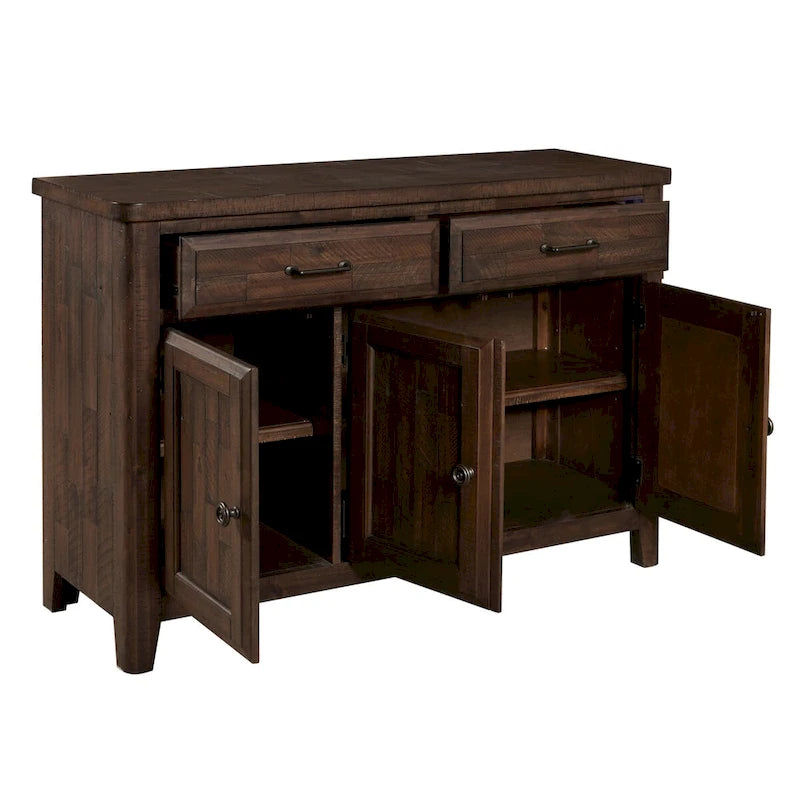 Buffet de ferme à 3 portes avec tiroirs – Bahut en bois d'acacia espresso vieilli