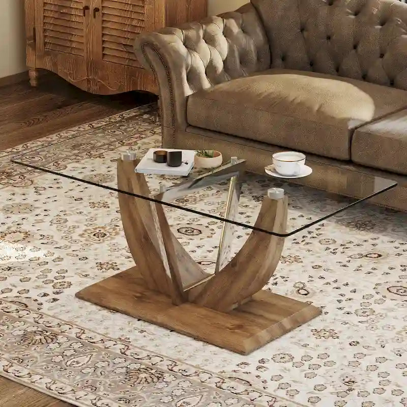 Table basse minimaliste en verre trempé