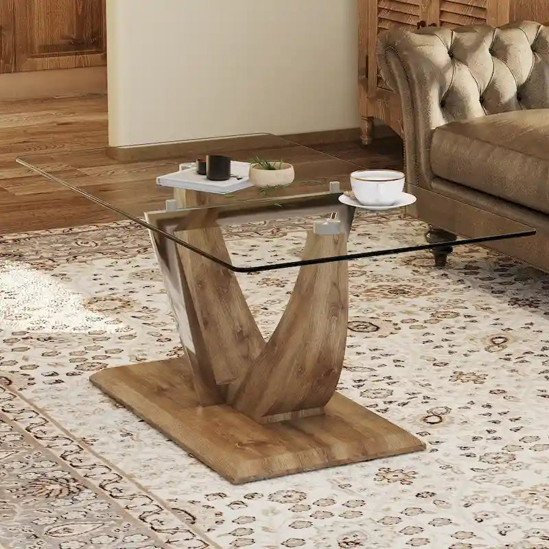 Table basse minimaliste en verre trempé
