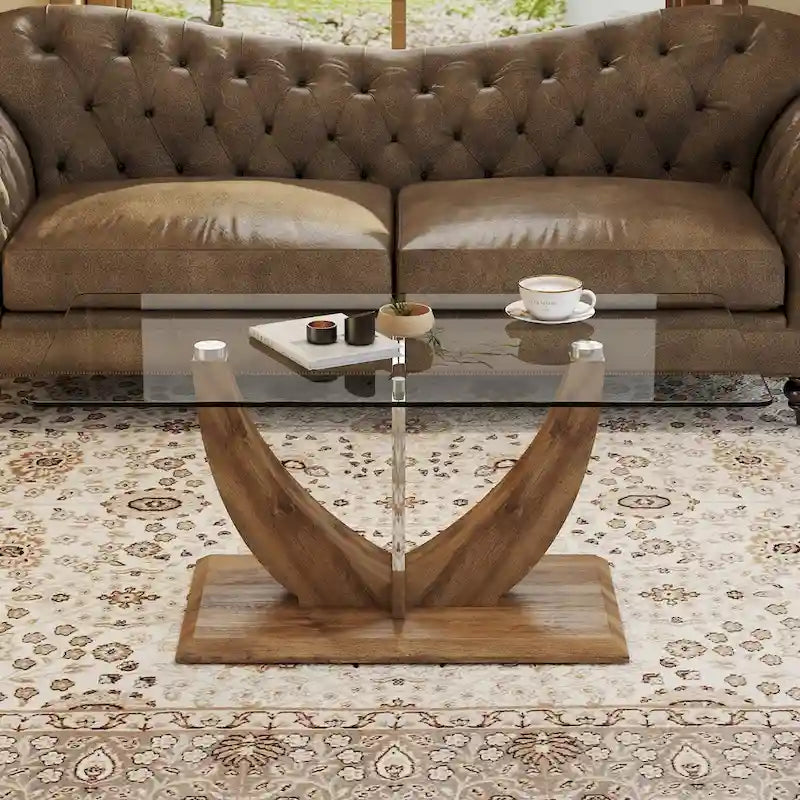 Table basse minimaliste en verre trempé