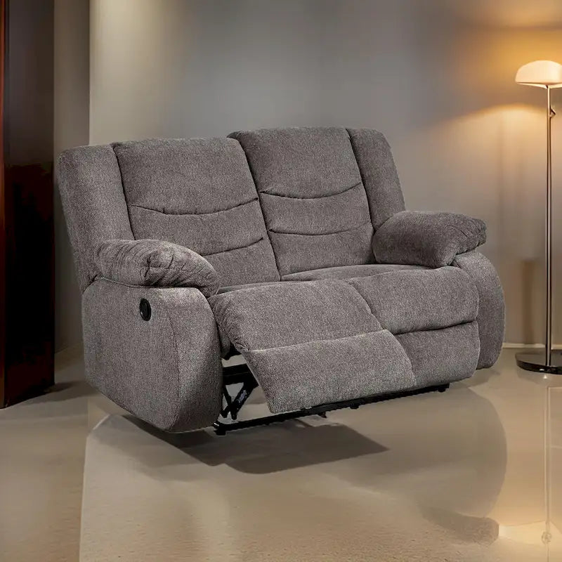 Causeuse inclinable manuelle 63 pouces en chenille grise