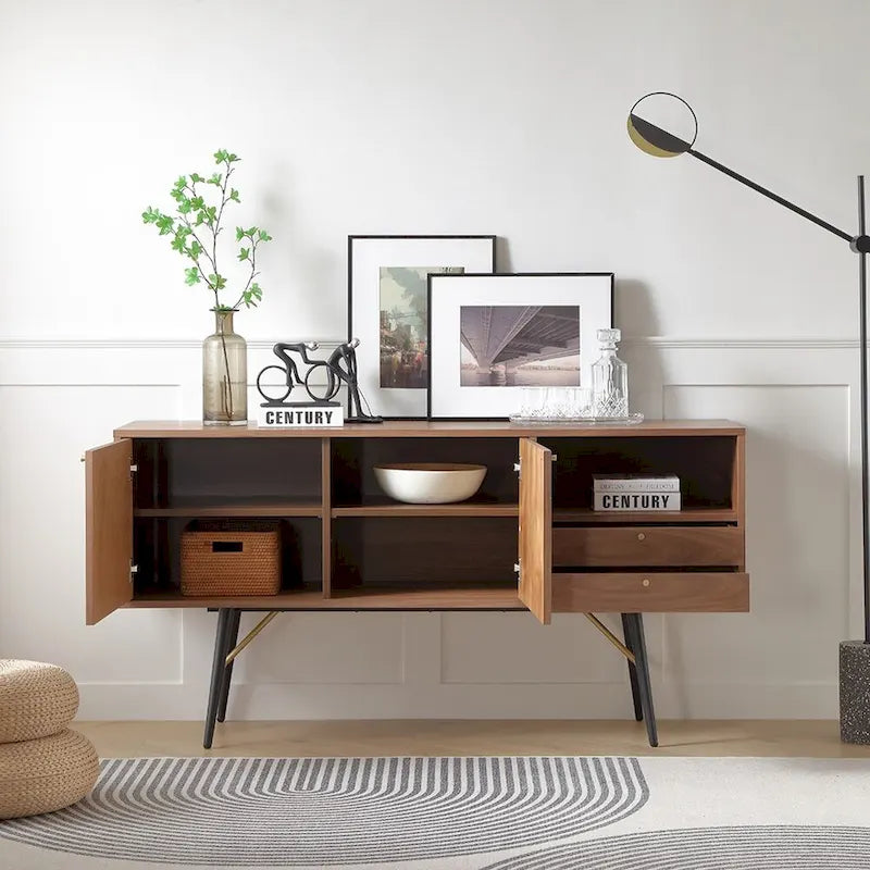 Buffet bahut moderne du milieu du siècle en noyer