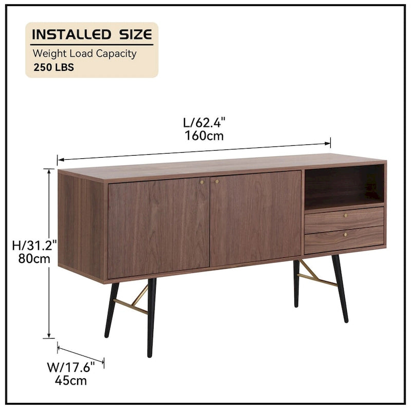 Buffet bahut moderne du milieu du siècle en noyer