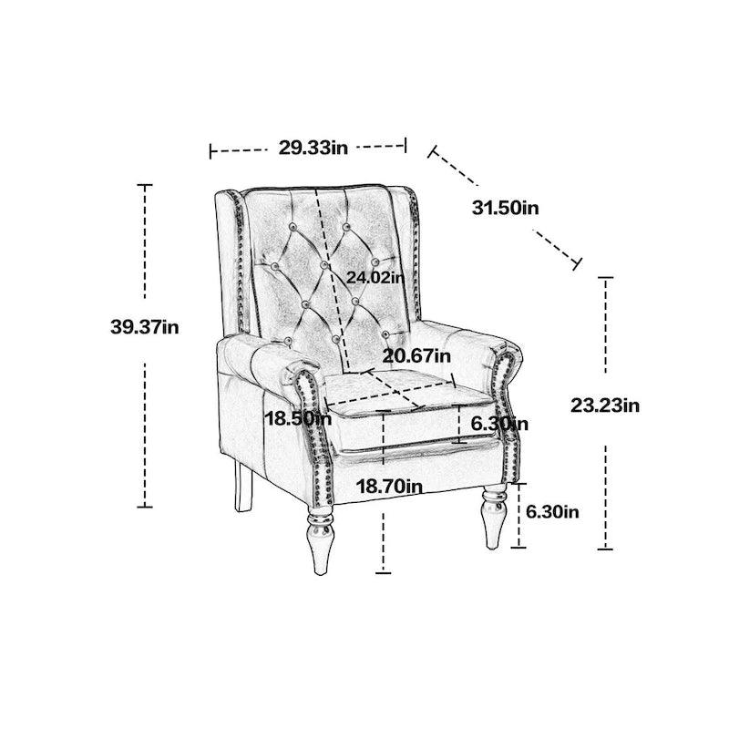 Fauteuil d'appoint dossier haut capitonné du milieu du siècle avec pieds en bois massif