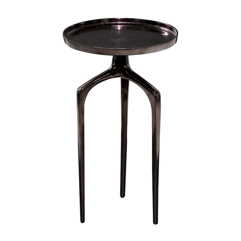 Table d'appoint ronde en métal avec plateau amovible et piètement trépied