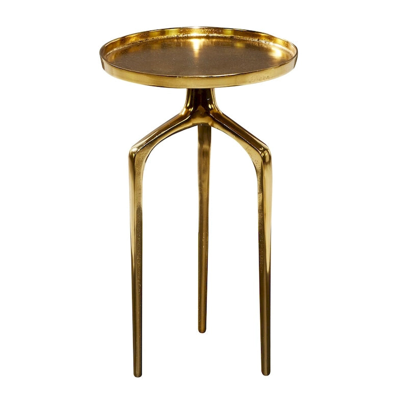 Table d'appoint ronde en métal avec plateau amovible et piètement trépied