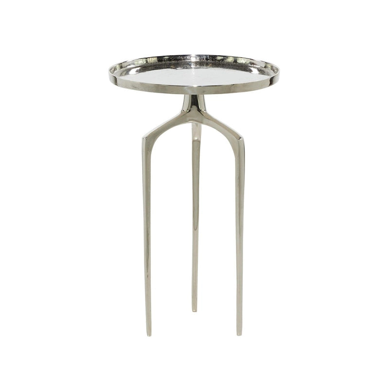 Aluminum Metal Tray Inspired Top Side End Accent Table with 3 Tripod Legs - Gold, Silver or Black - Roche River Decor