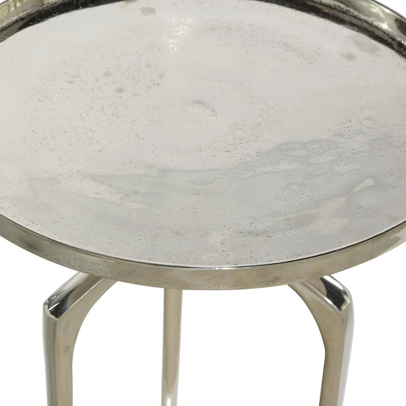 Table d'appoint ronde en métal avec plateau amovible et piètement trépied