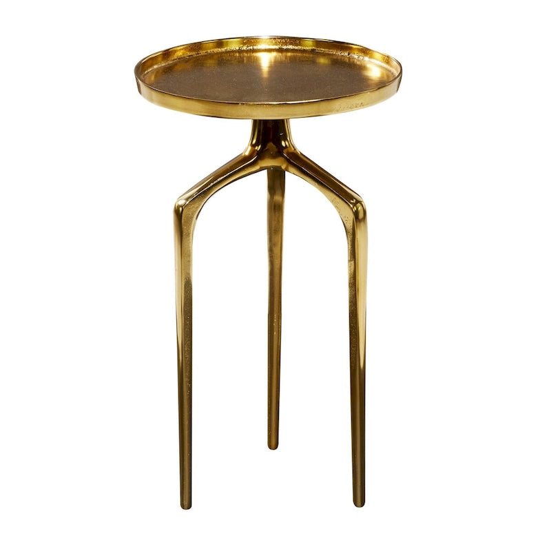 Table d'appoint ronde en métal avec plateau amovible et piètement trépied