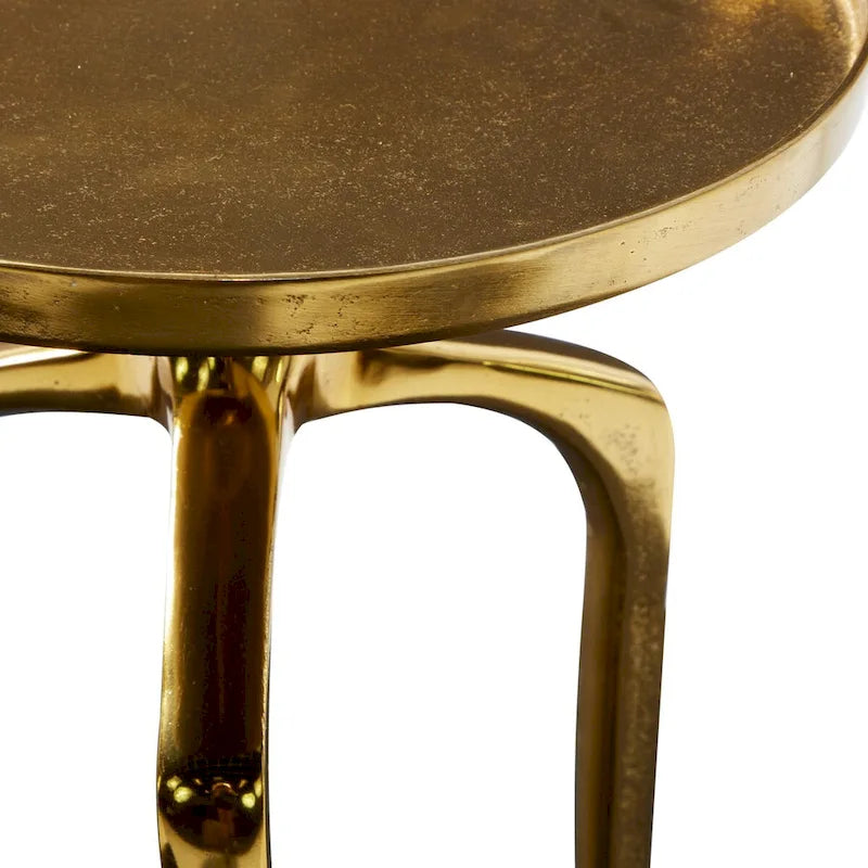 Table d'appoint ronde en métal avec plateau amovible et piètement trépied