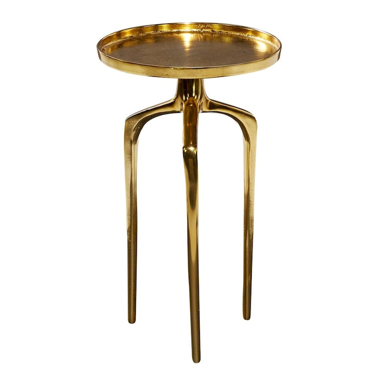 Table d'appoint ronde en métal avec plateau amovible et piètement trépied