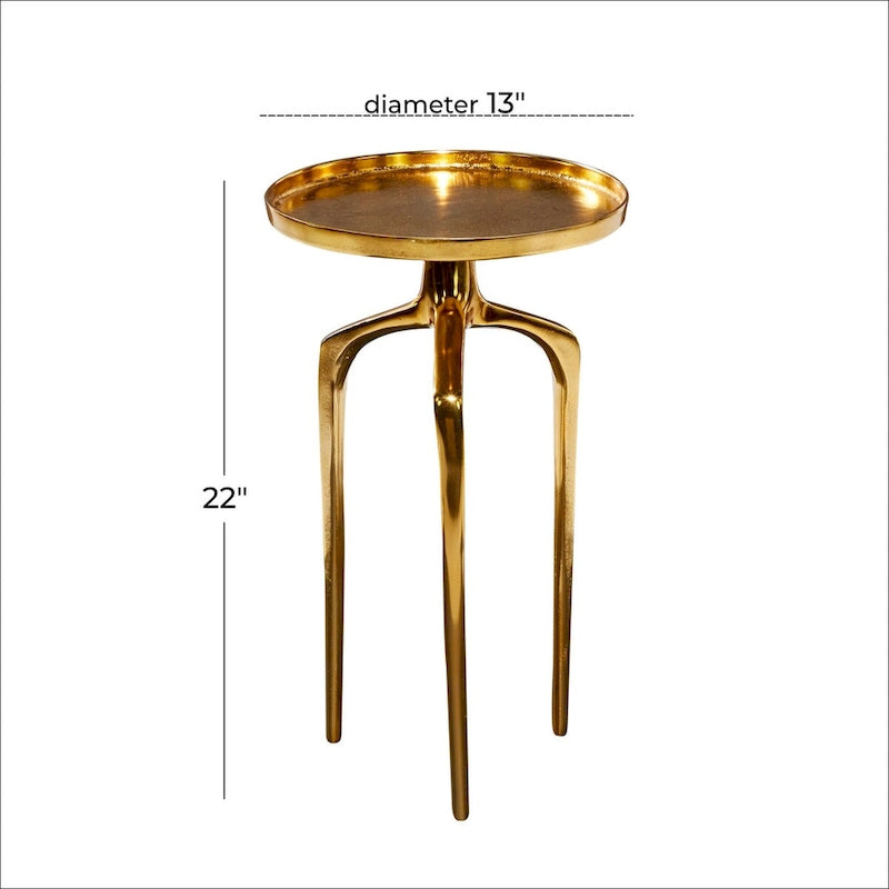Table d'appoint ronde en métal avec plateau amovible et piètement trépied