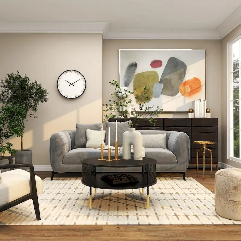 Table d'appoint ronde en métal avec plateau amovible et piètement trépied