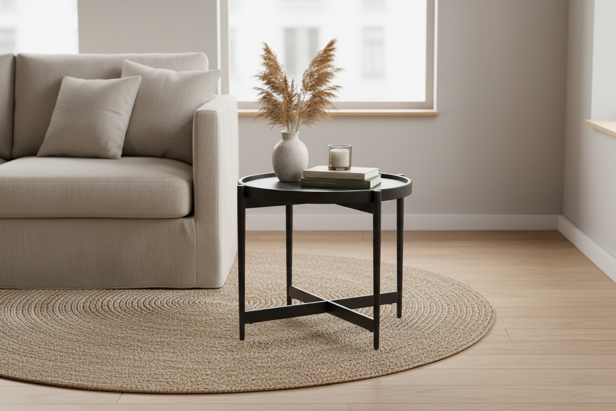 Round Black Side Table – Interior Scene