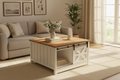 Square Farmhouse Coffee Table in Cozy Living Room